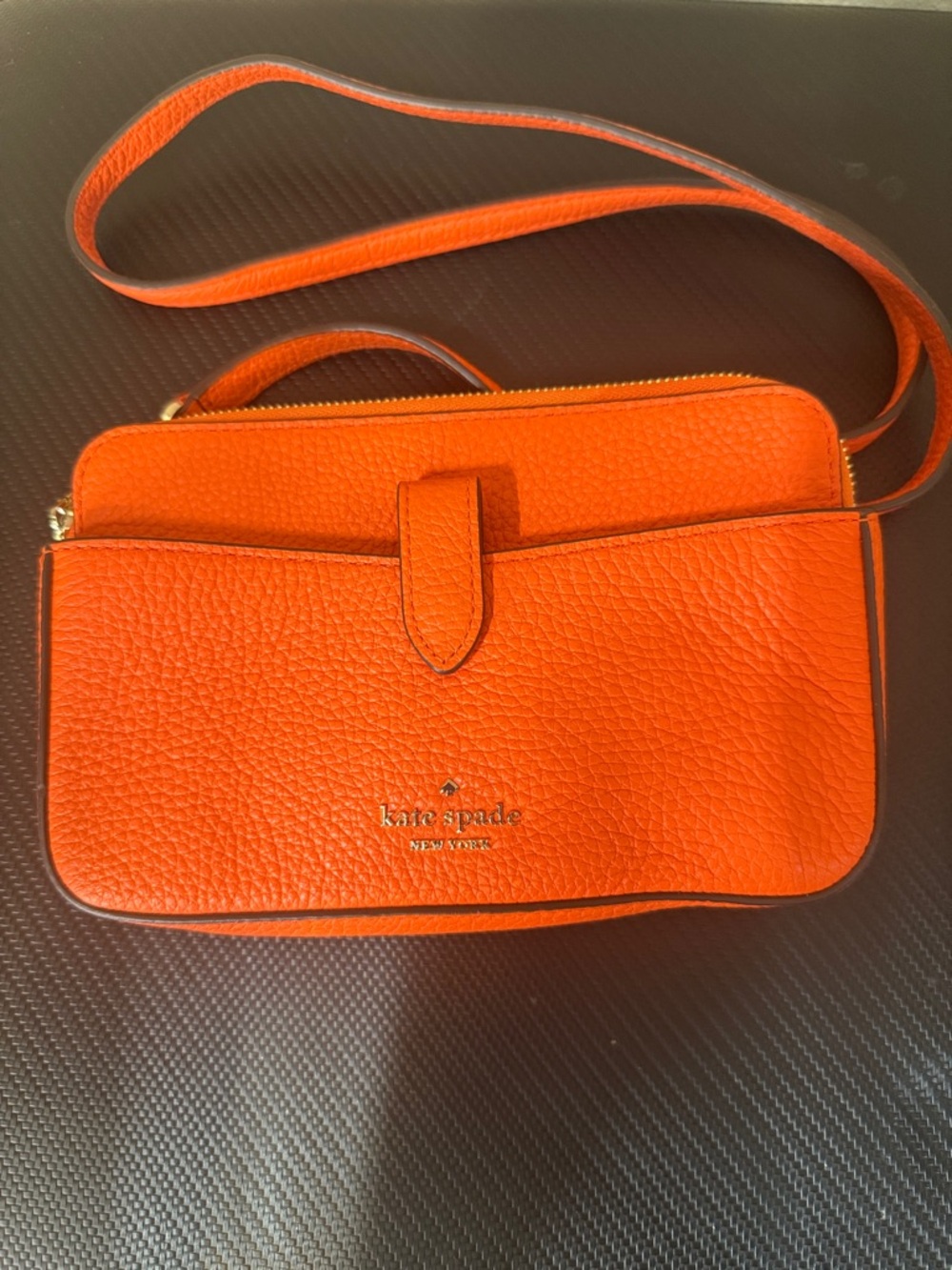 kate spade Orange Pebbled Leather Crossbody Bag